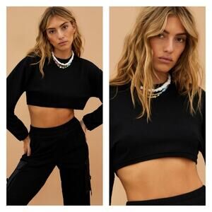NWT BeachRiot Mesa Textured Cropped Pullover M Black